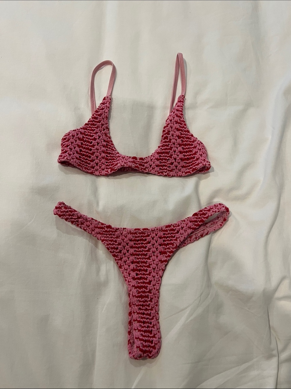 TRIANGL Women’s Pink Crochet Bikini Set